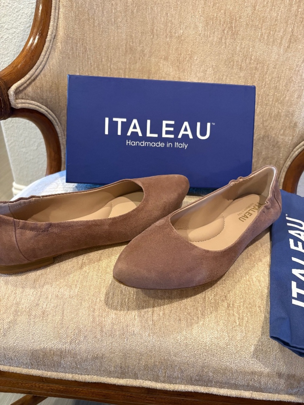 Hand Made in Italy - Waterproof Suede Ballet Flats Size 41 (EU) 10.5 U.S
